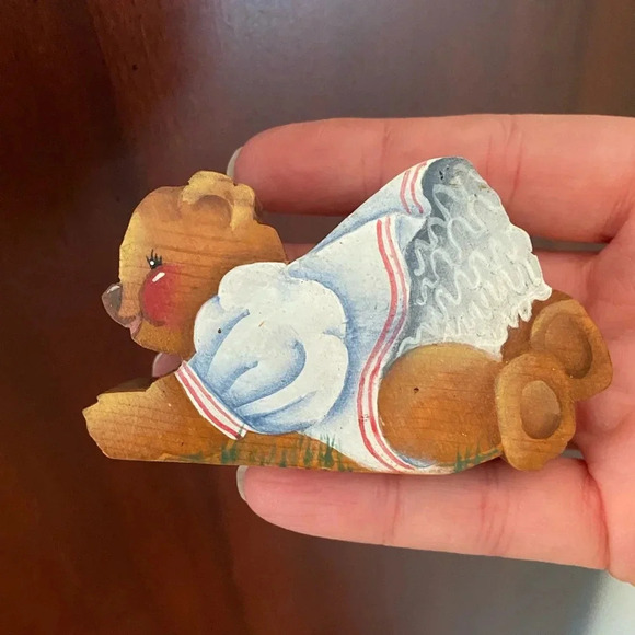 Lot of 4 Folk Art Hand Painted Bear & Duck Wood Decor Artist Signed D. Martin - Picture 4 of 12